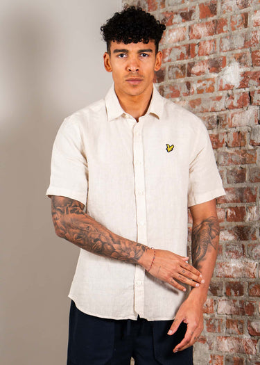 Lyle & Scott Overhemden Short sleeve linen blend shirt - cove