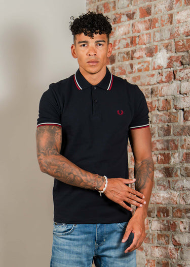 Fred Perry Polo's Twin tipped fred perry shirt - navy snow white burnt red
