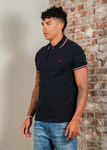 Fred Perry Polo's Twin tipped fred perry shirt - navy snow white burnt red