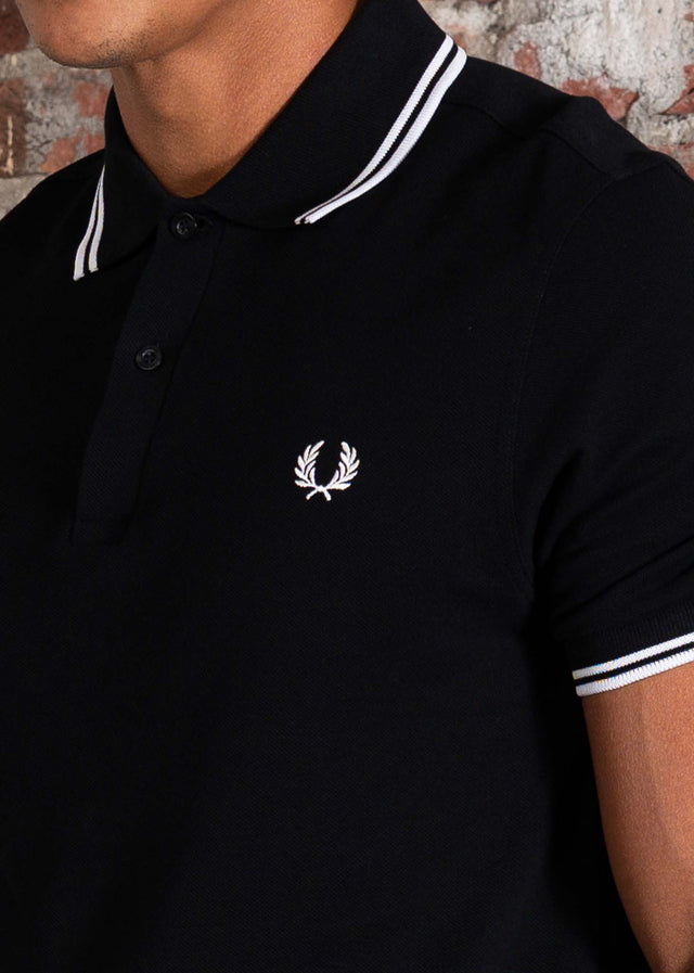 Fred Perry Polo's Twin tipped fred perry shirt - black white white