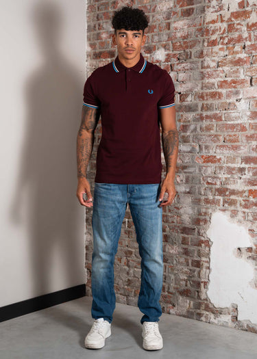 Fred Perry Polo's Twin tipped polo - oxblood ecru court blue