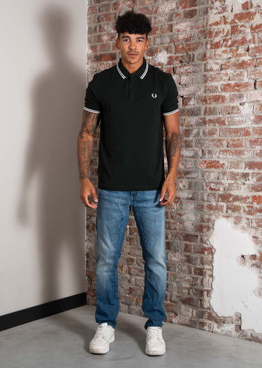 Fred Perry Polo's Twin tipped fred perry shirt - night green snow white snow white