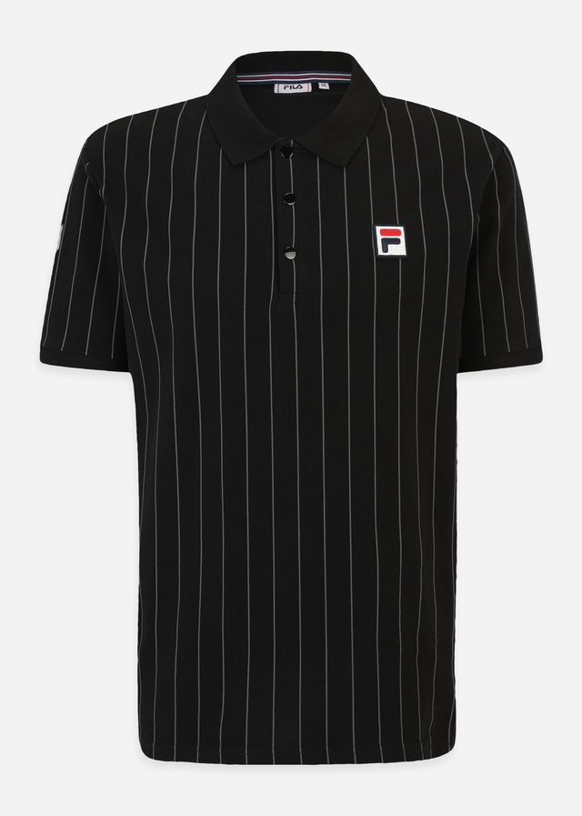 Fila Polo's Linter striped polo shirt - black iron gate striped