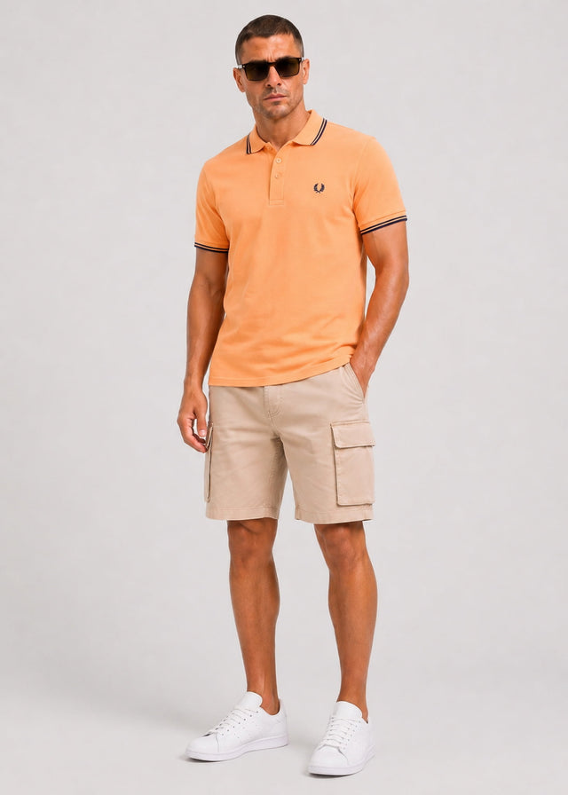 Fred Perry Polo's Twin tipped fred perry shirt - peach french navy french navy