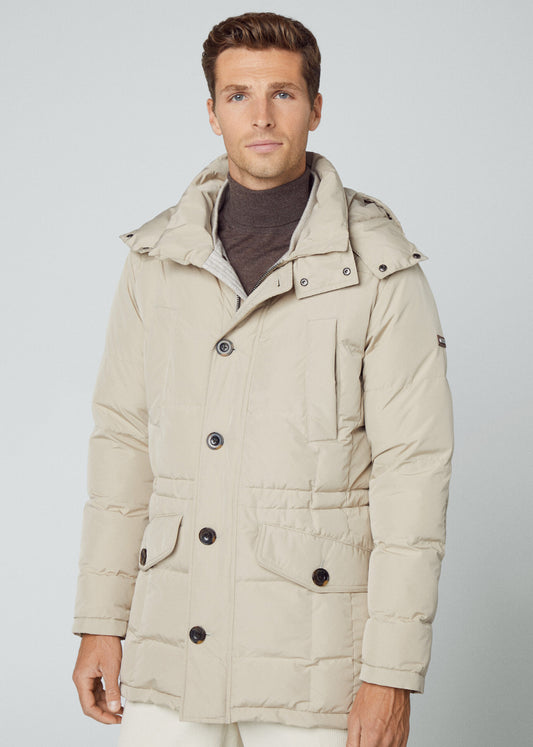 Hackett London Jassen  Long hooded puffer - rope 