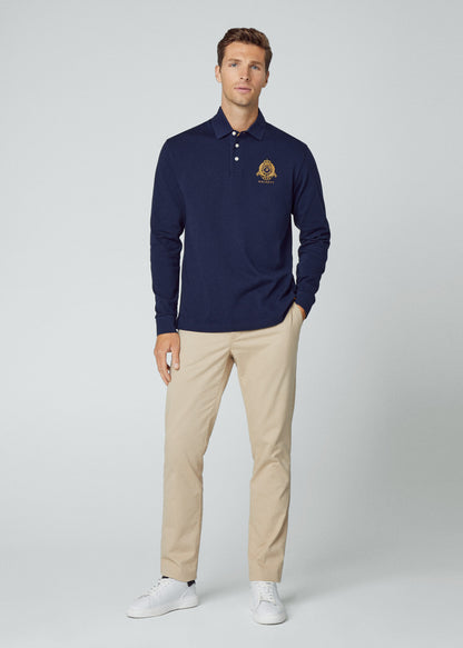 Hackett London Longsleeve Polo's  Heritage logo rugby - navy 