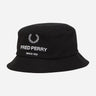 Fred Perry Bucket Hats  Cotton canvas branded bkt hat - black 