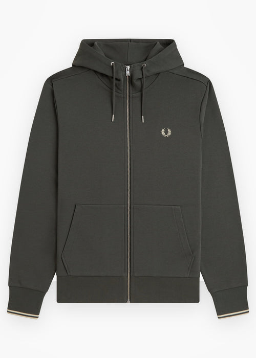 Hooded zip through sweatshirt - field green oatmeal