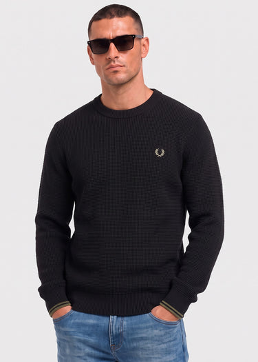 Fred Perry Truien Waffle stitch jumper - black