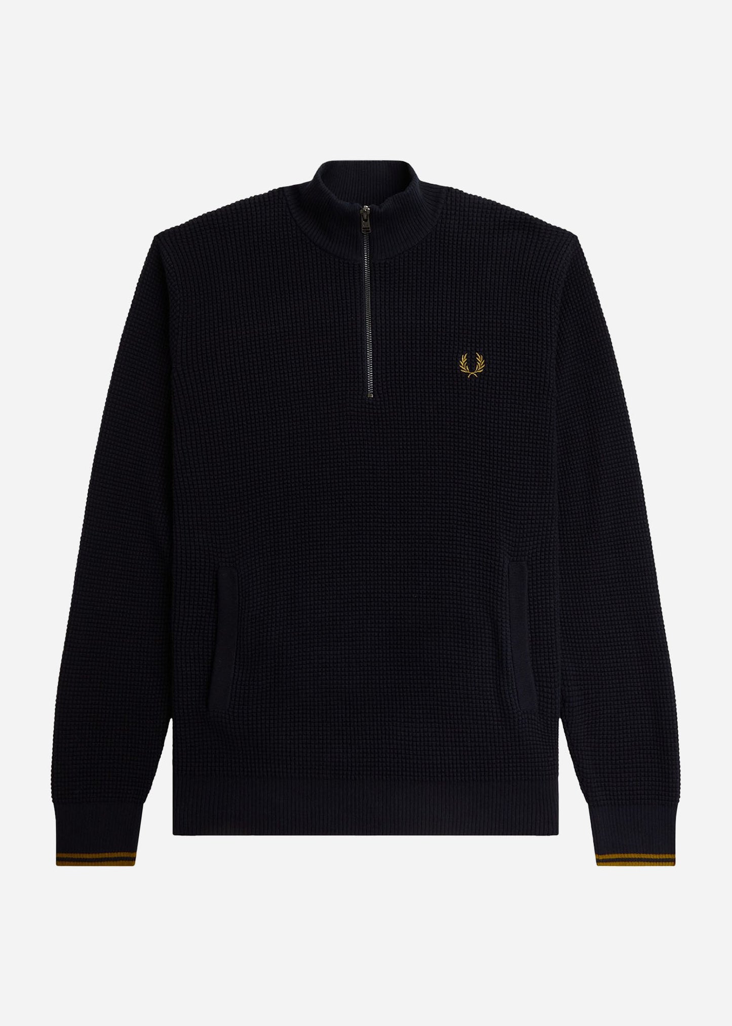 Fred Perry Truien  Waffle stitch half zip jumper - navy 