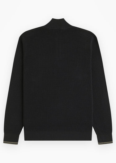 Fred Perry Truien Waffle stitch half zip jumper - black