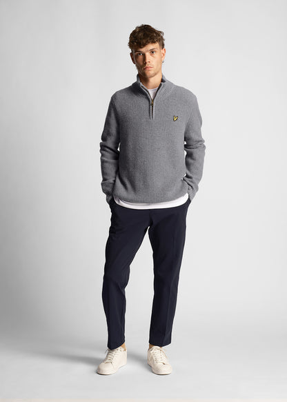 Lyle & Scott Truien  Ribbed quarter zip jumper - mid grey marl 