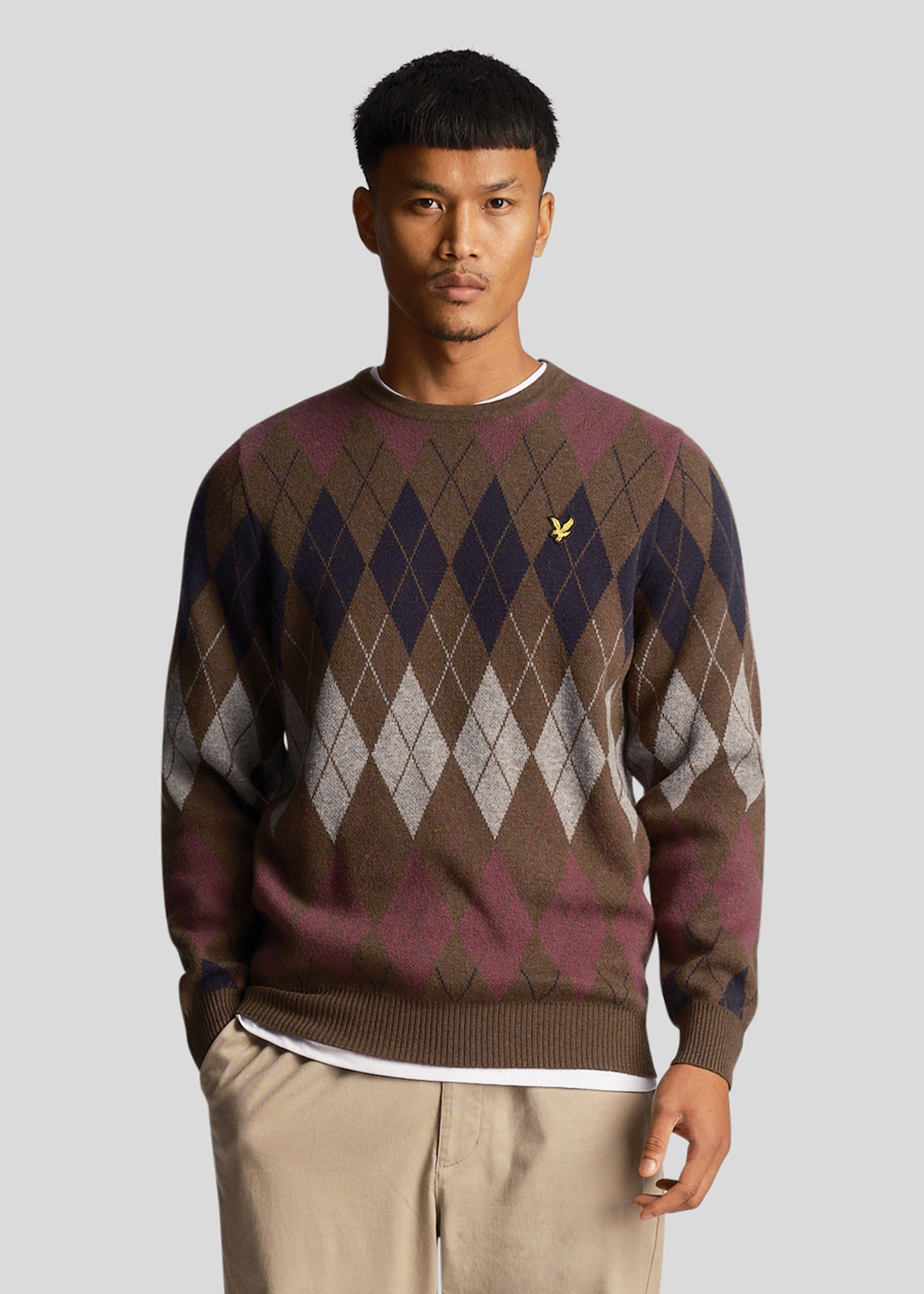 Lyle & Scott Truien  British argyle crew neck - olive 