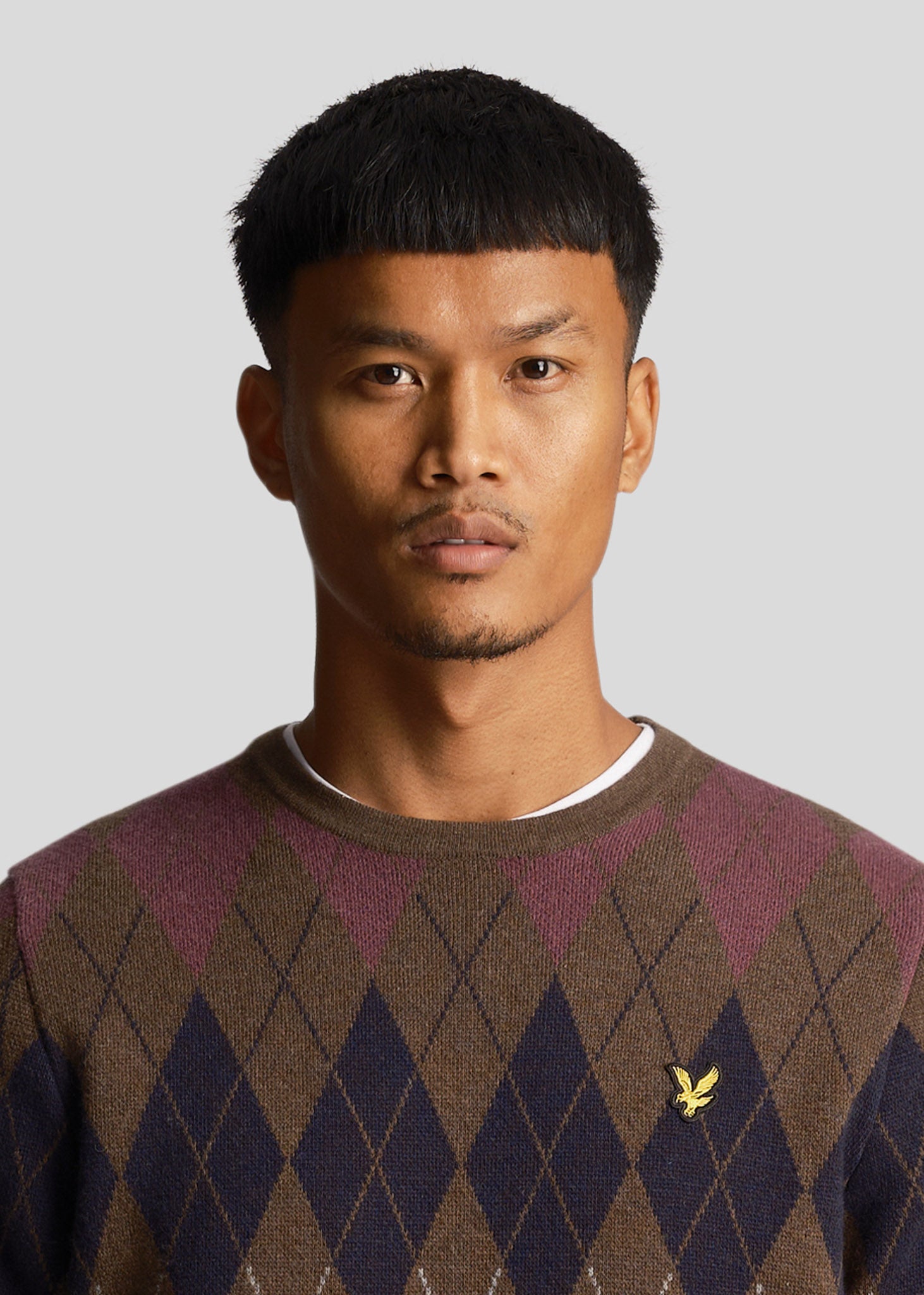 Lyle & Scott Truien  British argyle crew neck - olive 