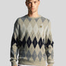 Lyle & Scott Truien  British argyle crew neck - cove 