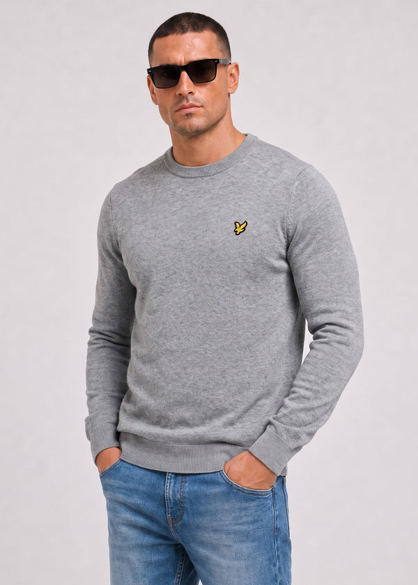 Lyle & Scott Truien Cotton merino crew neck jumper - mid grey marl