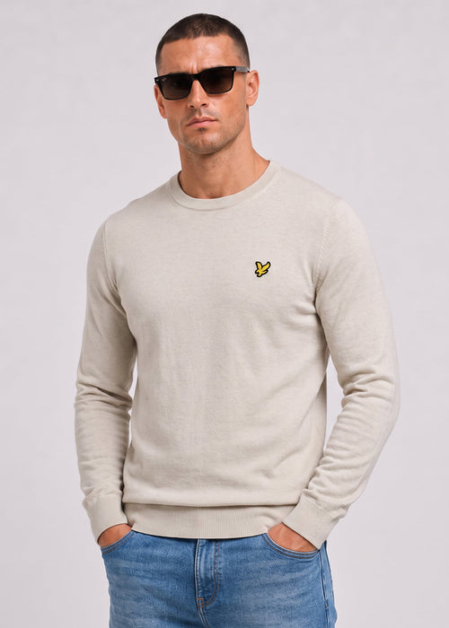 Cotton merino crew neck jumper - cove