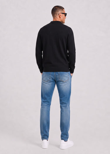 Lyle & Scott Overhemden Cotton merino knitted shirt - jet black