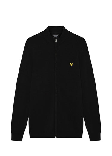 Lyle & Scott Vesten Relaxed cotton merino full zip jumper - jet black
