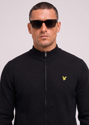 Lyle & Scott Vesten Relaxed cotton merino full zip jumper - jet black