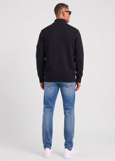 Lyle & Scott Vesten Rib insert button through jumper - jet black