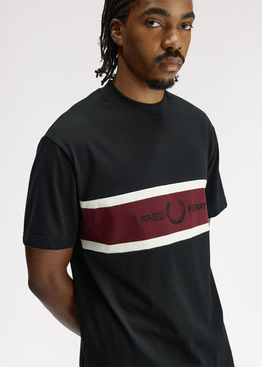 Fred Perry T-shirts Embroidered panel t-shirt - black