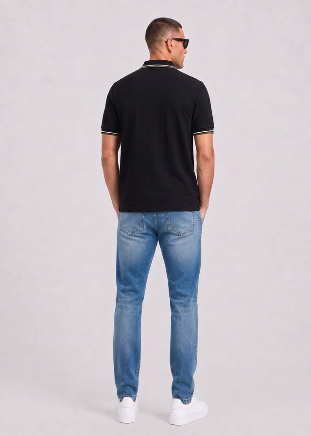 Fred Perry Polo's Twin tipped polo - black ecru laurel wreath green