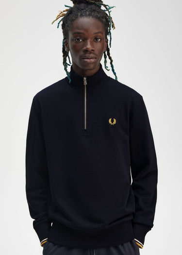 Fred Perry Truien Half zip sweat-shirt - navy ecru honeycomb