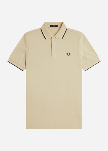 Fred Perry Polo's Twin tipped fred perry shirt - oatmeal snow white anchor grey