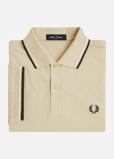 Fred Perry Polo's Twin tipped fred perry shirt - oatmeal snow white anchor grey
