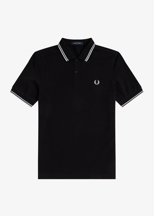 Fred Perry Polo's  Twin tipped fred perry shirt - black white white 