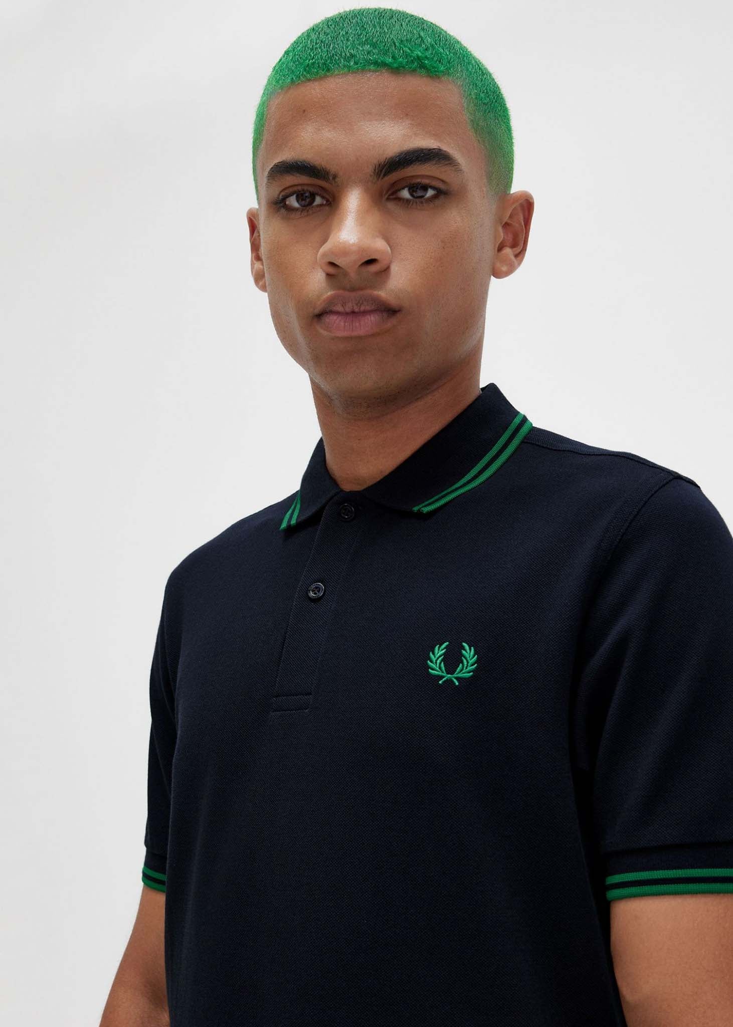 Fred Perry Polo's  Twin tipped fred perry shirt - navy fp green 