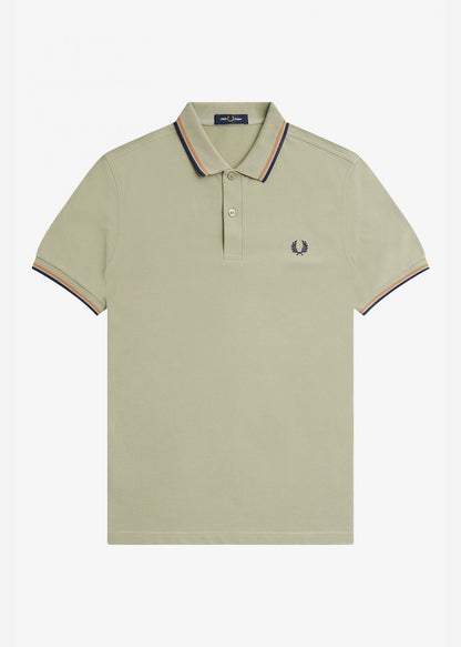 Fred Perry Polo's  Twin tipped fred perry shirt - seagrass light rust french navy 