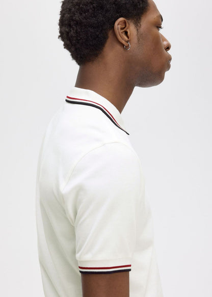 Fred Perry Polo's  Twin tipped fred perry shirt - snow white burnt red navy 