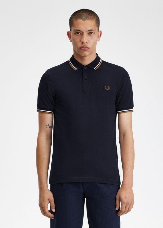 Twin tipped Fred Perry shirt - navy snow white shsto