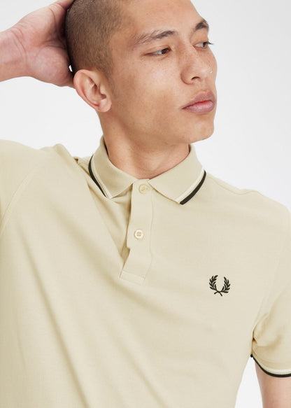 Fred Perry Polo's  Twin tipped fred perry shirt - oatmeal ecru blk 