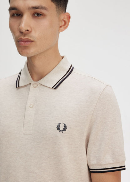 Fred Perry Polo's Twin tipped fred perry polo shirt- porridge marl brick anchor grey