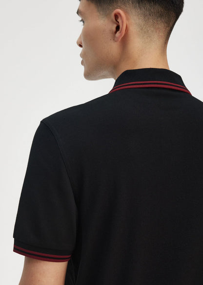 Fred Perry Polo's Twin tipped fred perry polo shirt- black burnt red