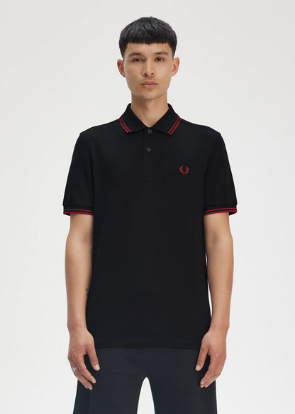 Fred Perry Polo's Twin tipped fred perry polo shirt- black burnt red