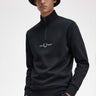 Fred Perry Truien  Embroidered half zip sweat - black 