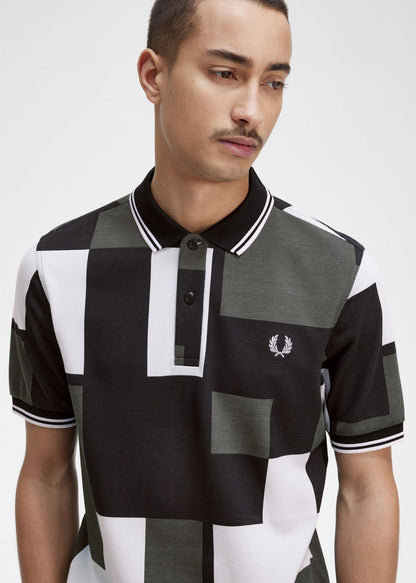 Fred Perry Polo's  Pixel print fred perry shirt - light ice 