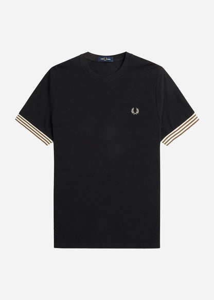 Fred Perry T-shirts  Striped cuff t-shirt - black 