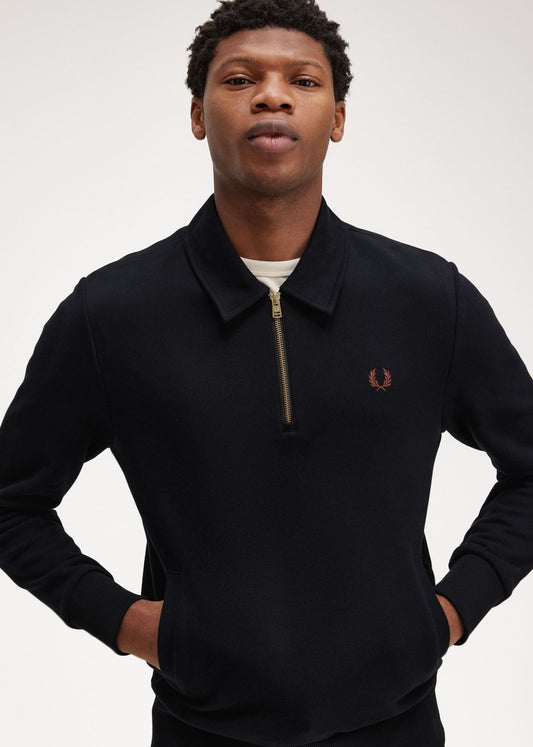 Fred Perry Truien  Half zip collar sweater - black 