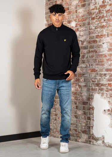 Lyle & Scott Truien Loopback quarter zip sweat - jet black