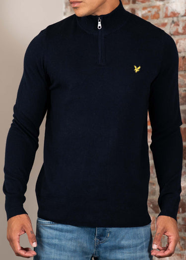 Lyle & Scott Truien Cotton merino quarter zip jumper - dark navy