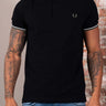 Fred Perry Polo's Twin tipped fred perry shirt - black ecru laurel wreath green