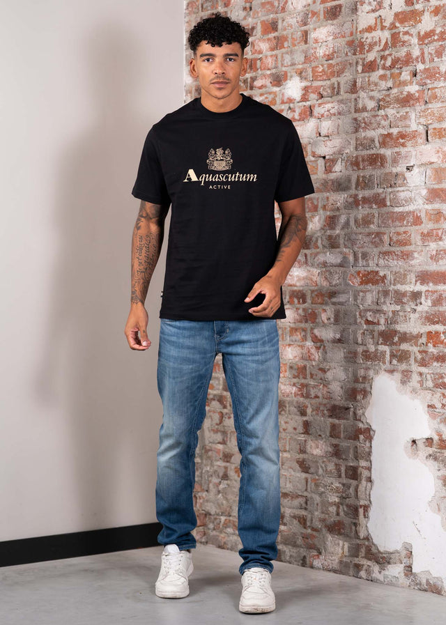 Aquascutum T-shirts Big logo t-shirt - black