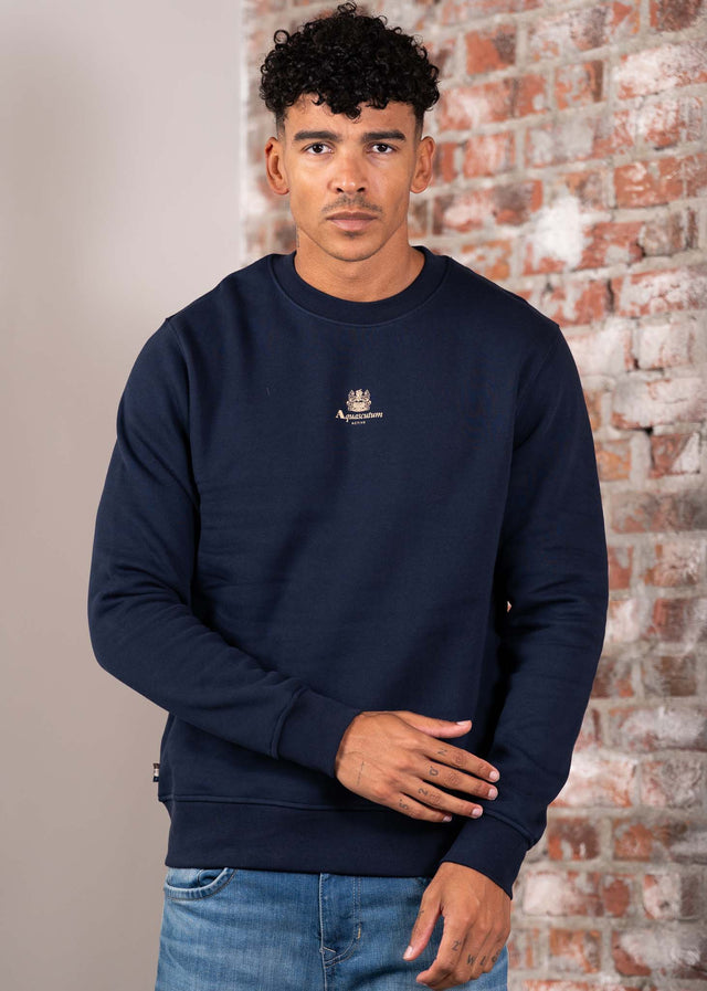 Aquascutum Truien Centered logo crewneck - navy