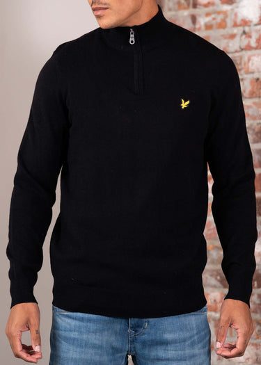 Lyle & Scott Truien Cotton merino quarter zip jumper - jet black