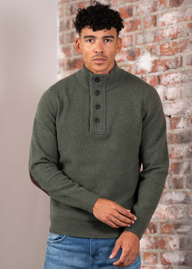 Barbour Truien Essential patch half zip knitted jumper - olive